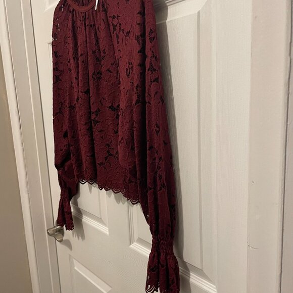 Free People Olivia Lace Balloon Sleeves Top - Picture 3 of 7